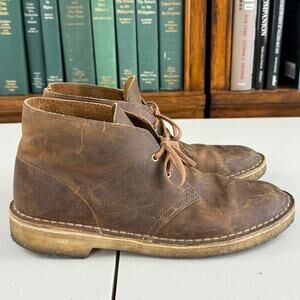 Clarks Men's Tan Leather Distressed Chukka Ankle Boots Sz 7